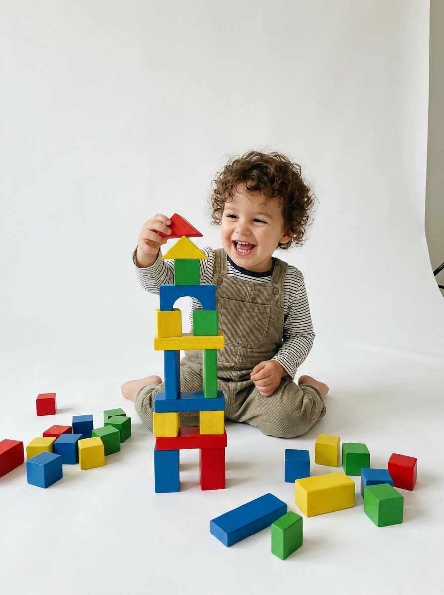toddler playing with a toy