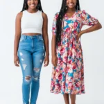 Young girls in modern outfits