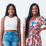 Young girls in modern outfits