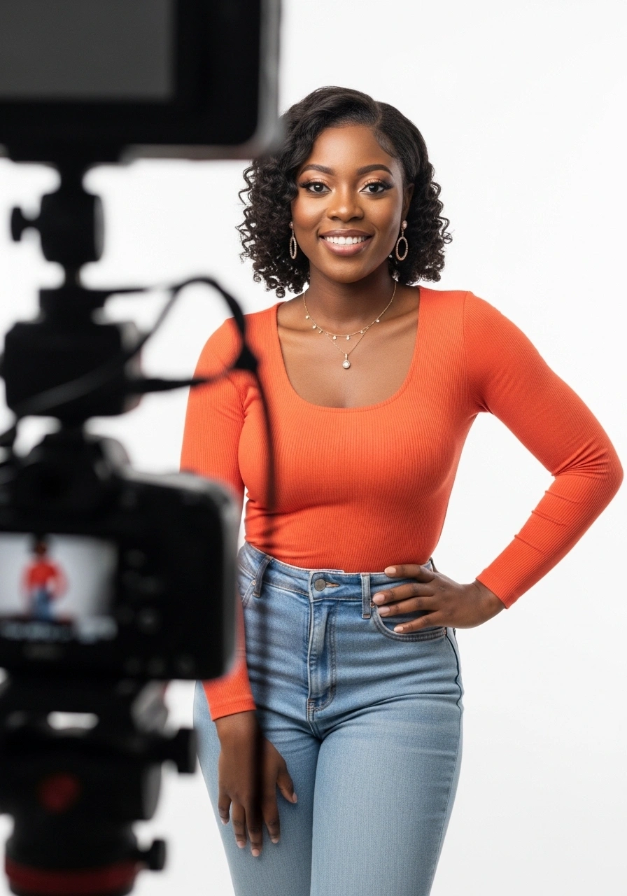 Woman on camera